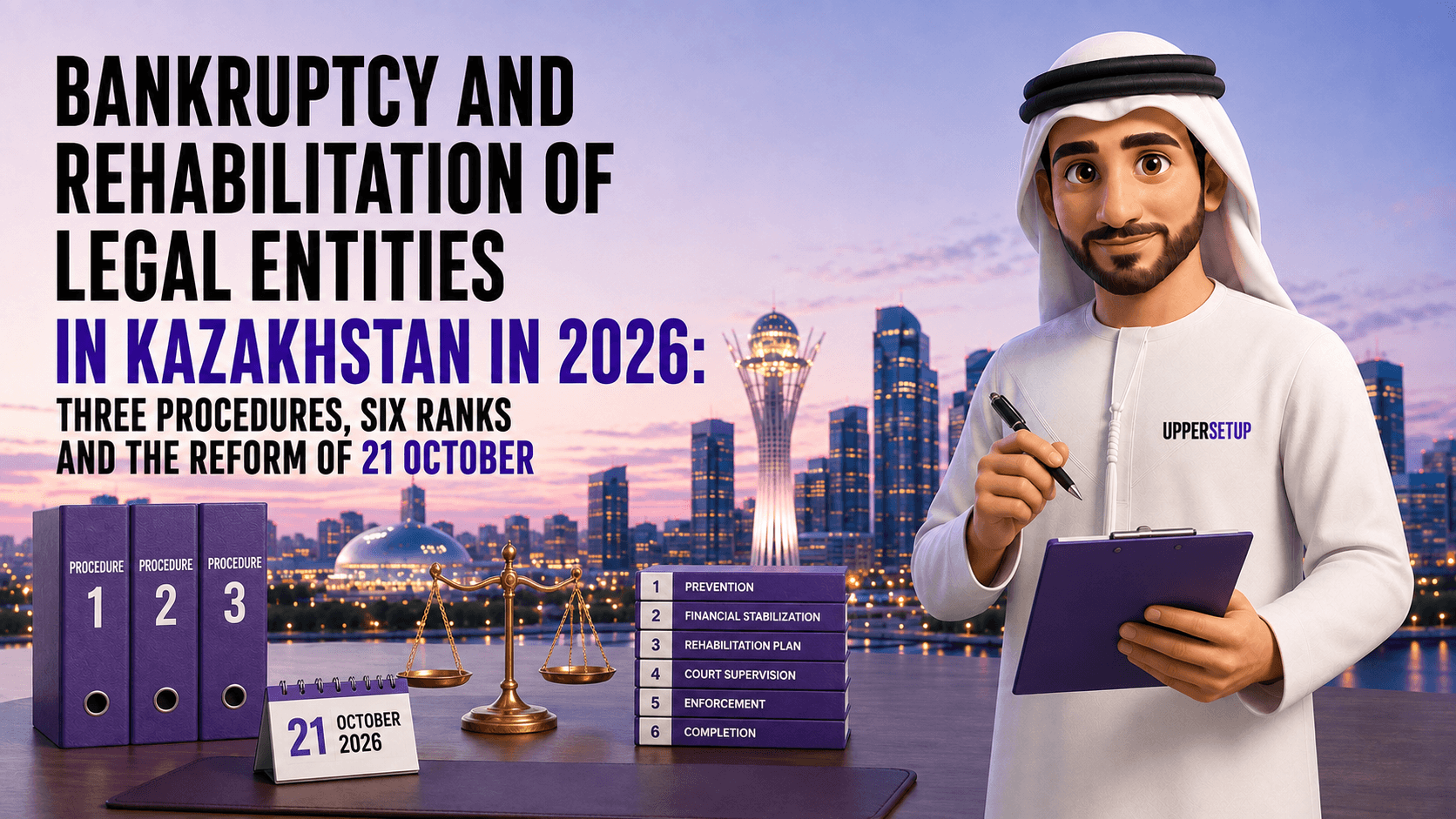 Bankruptcy and rehabilitation of legal entities in Kazakhstan in 2026: three procedures, six ranks and the reform of 21 October