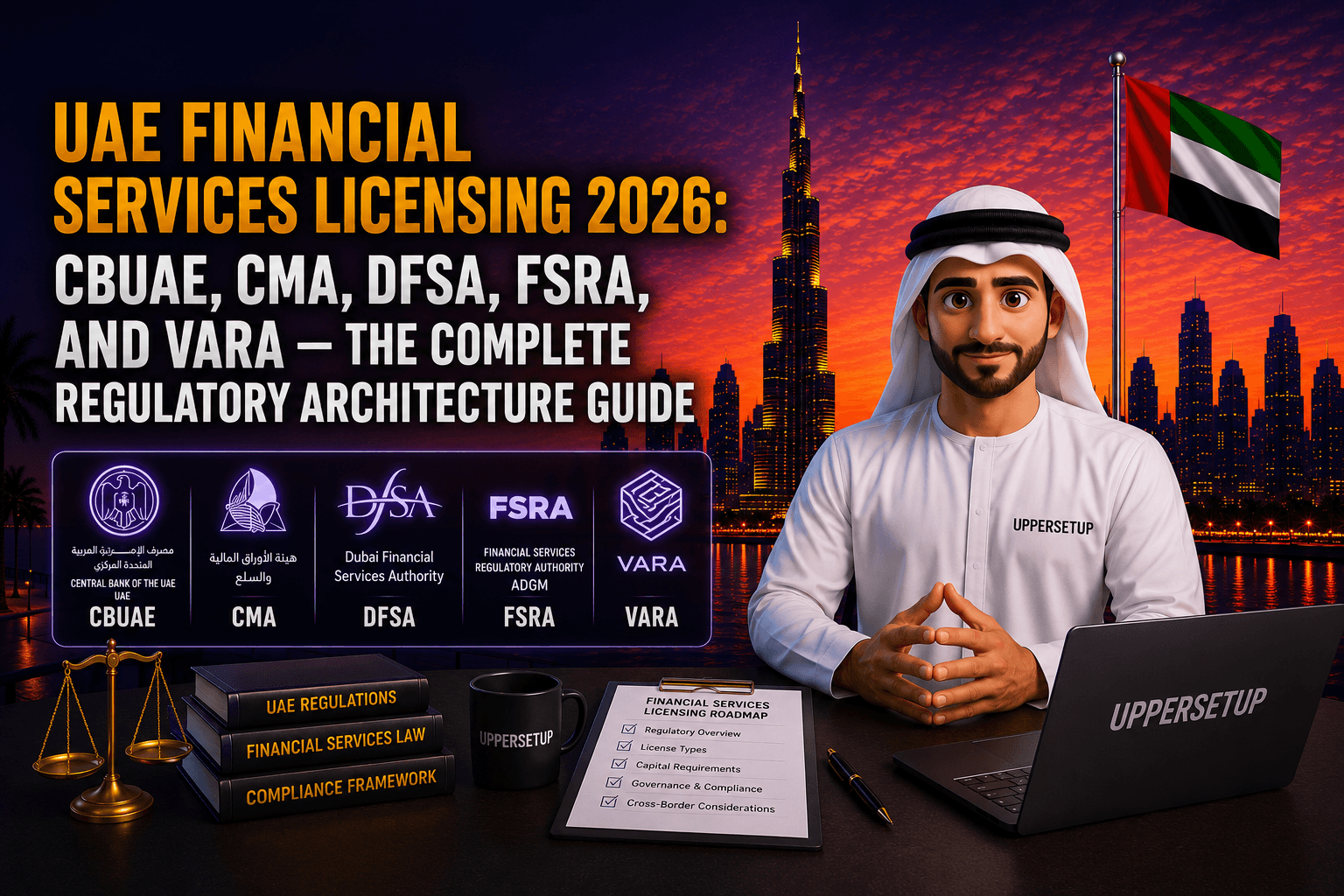 UAE Financial Services Licensing 2026: CBUAE, CMA, DFSA, FSRA, and VARA — The Complete Regulatory Architecture Guide