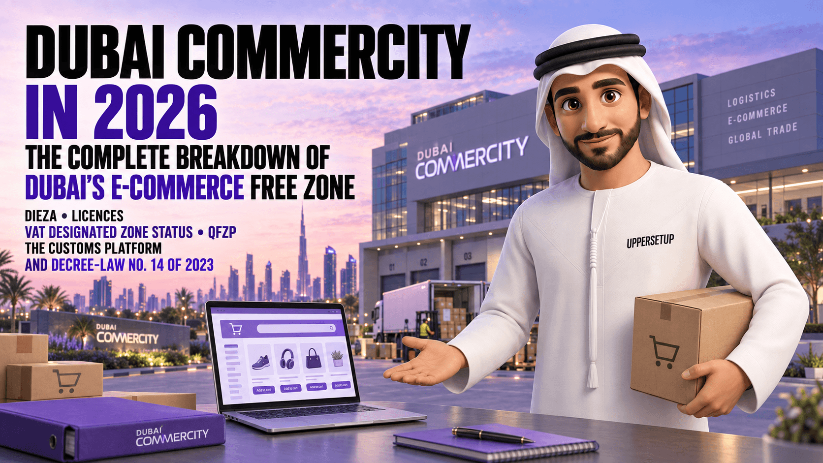 Dubai CommerCity in 2026: the Complete Breakdown of Dubai’s E-Commerce Free Zone — DIEZA, Licences, VAT Designated Zone Status, QFZP, the Customs Platform and Decree-Law No. 14 of 2023