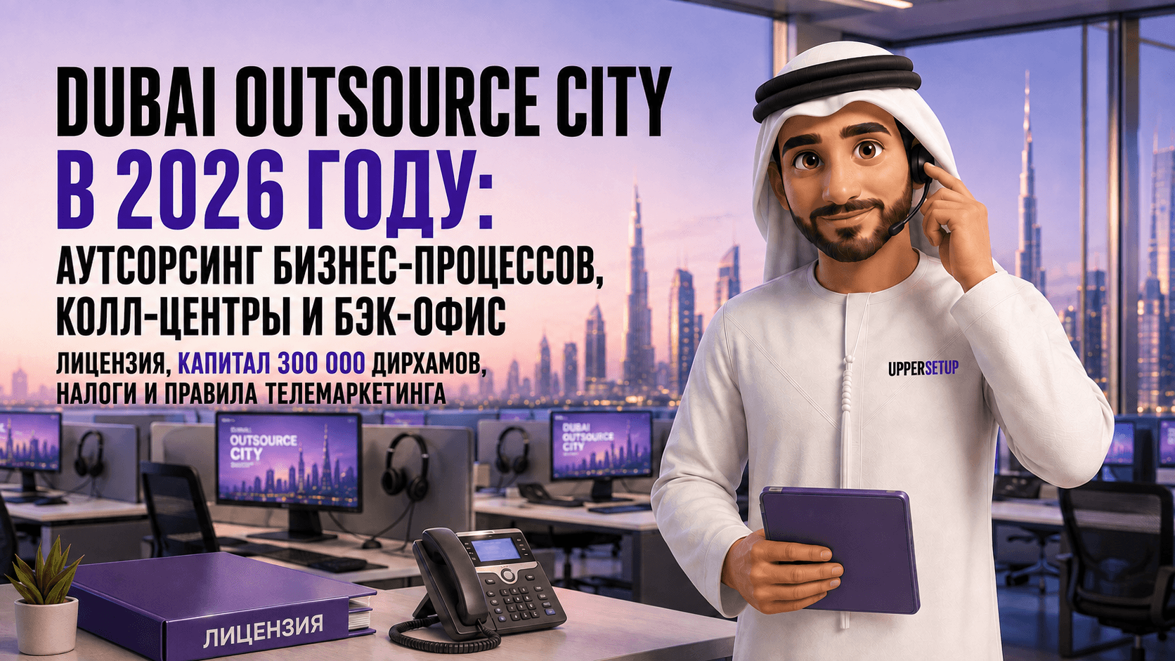 Dubai Outsource City в 2026 году: BPO, колл-центры и аутсорсинг бэк-офиса — лицензия, капитал AED 300 000, налоги и правила телемаркетинга