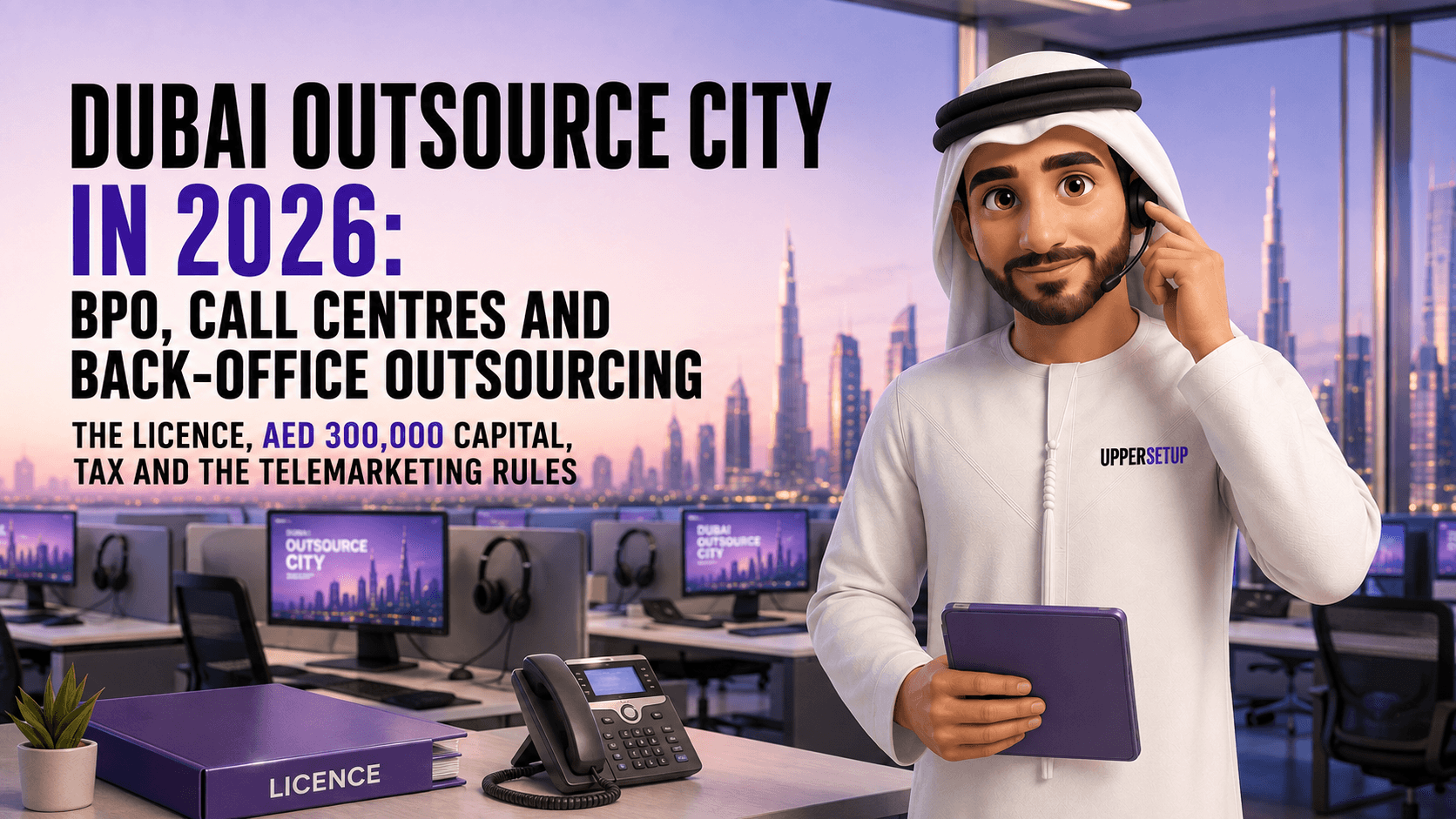 Dubai Outsource City in 2026: BPO, call centres and back-office outsourcing — the licence, AED 300,000 capital, tax and the telemarketing rules