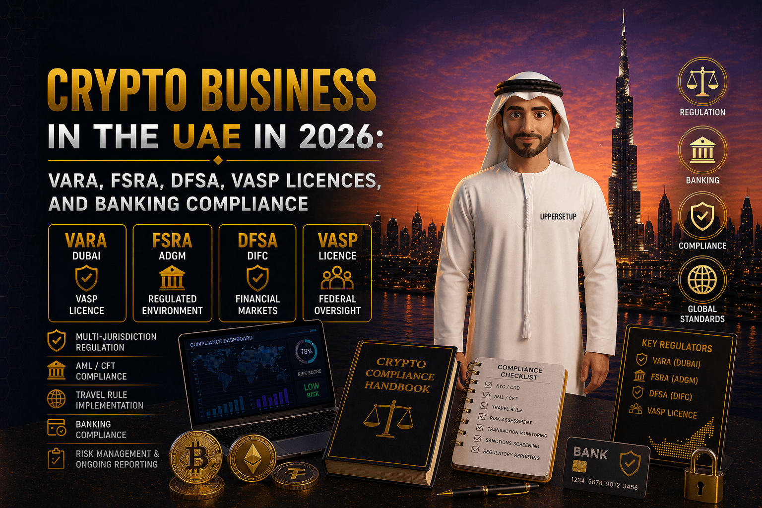 Крипто-бизнес в ОАЭ в 2026 году: VARA, FSRA, DFSA, лицензии VASP и банковский комплаенс
